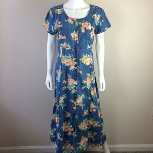 Vintage Floral Print 🌸 Jean Dress